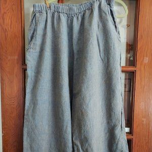 Flax 100% Linen Straight Leg Pants, Size L